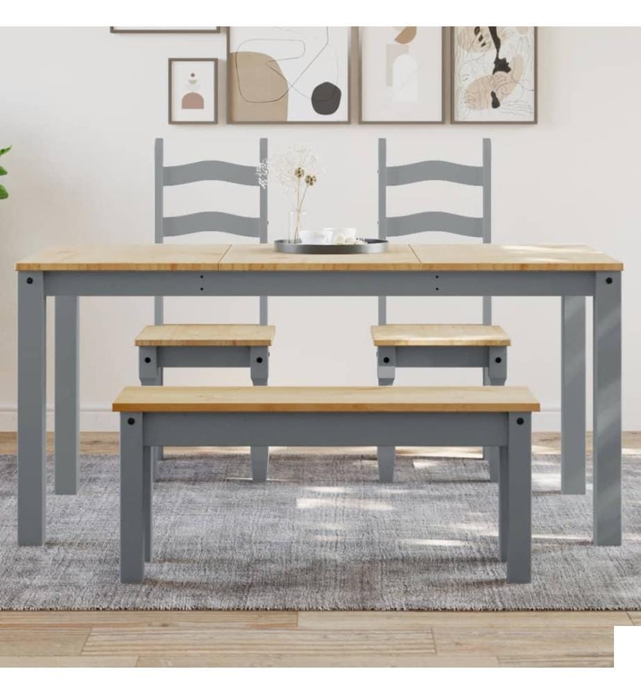 Table à manger Panama gris 160x80x75 cm bois massif de pin
