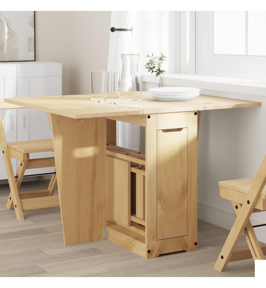Table à manger papillon pliable Corona cire marron bois de pin