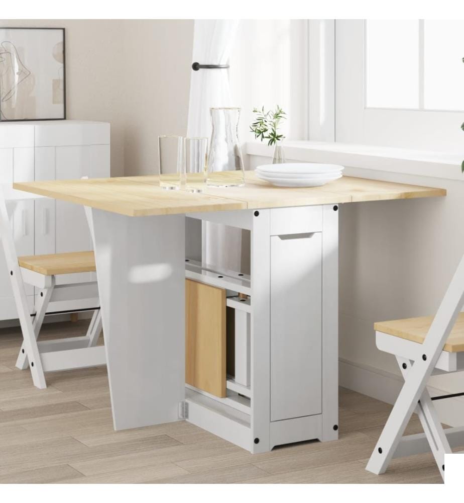 Table à manger papillon pliable Corona blanc bois de pin massif