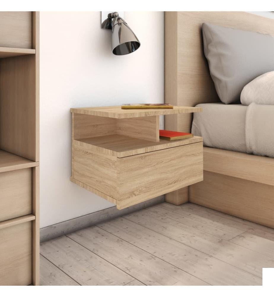 Tables de chevet flottantes 2 pcs Chêne sonoma Bois ingénierie