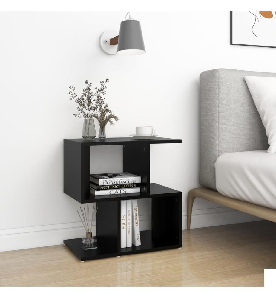 Table de chevet noir 50x30x51,5 cm bois d'ingénierie