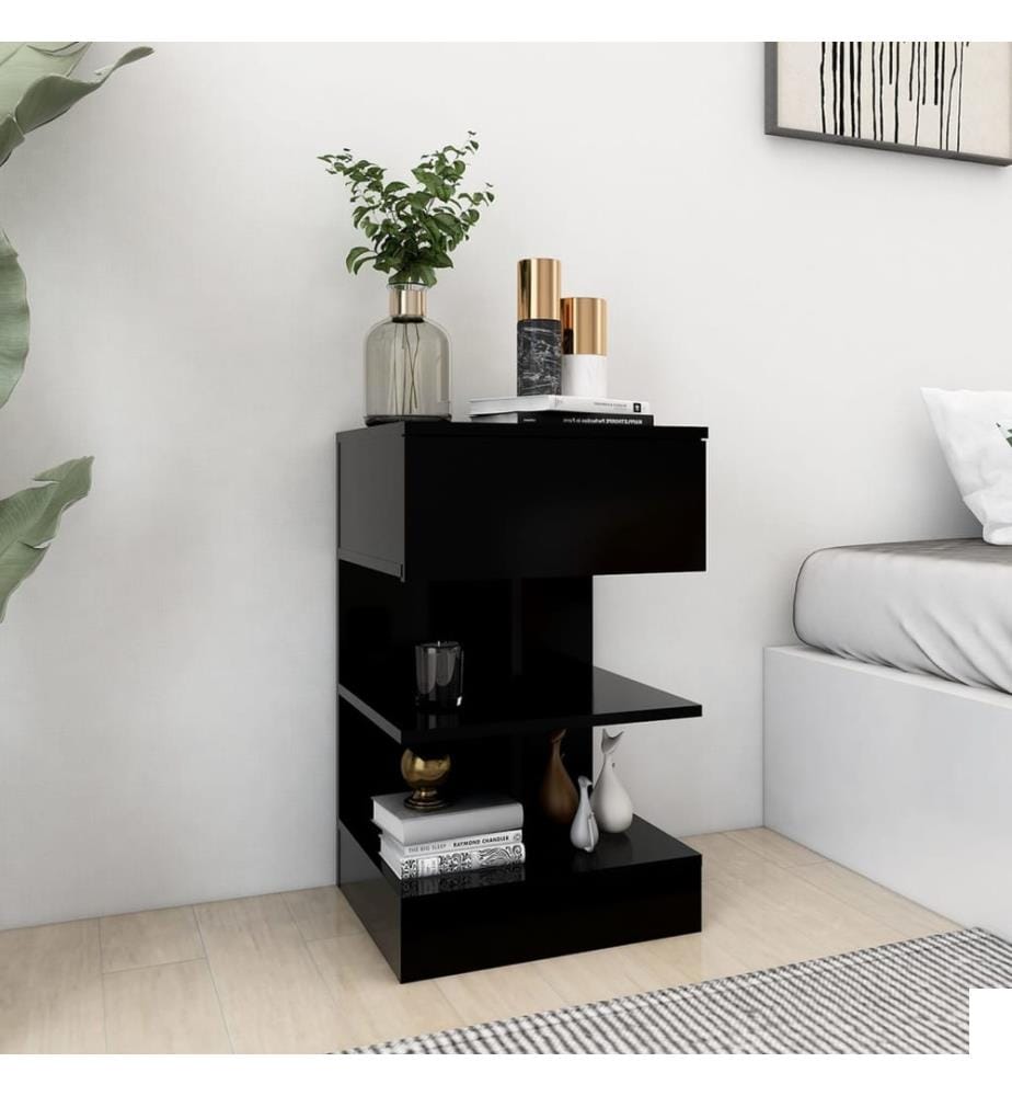 Table de chevet Noir 40x35x65 cm Bois dingénierie