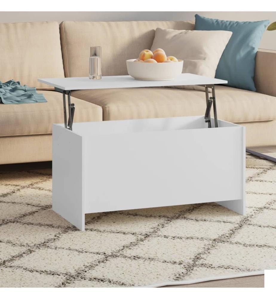 Table basse Blanc 102x55,5x52,5 cm Bois d'ingénierie