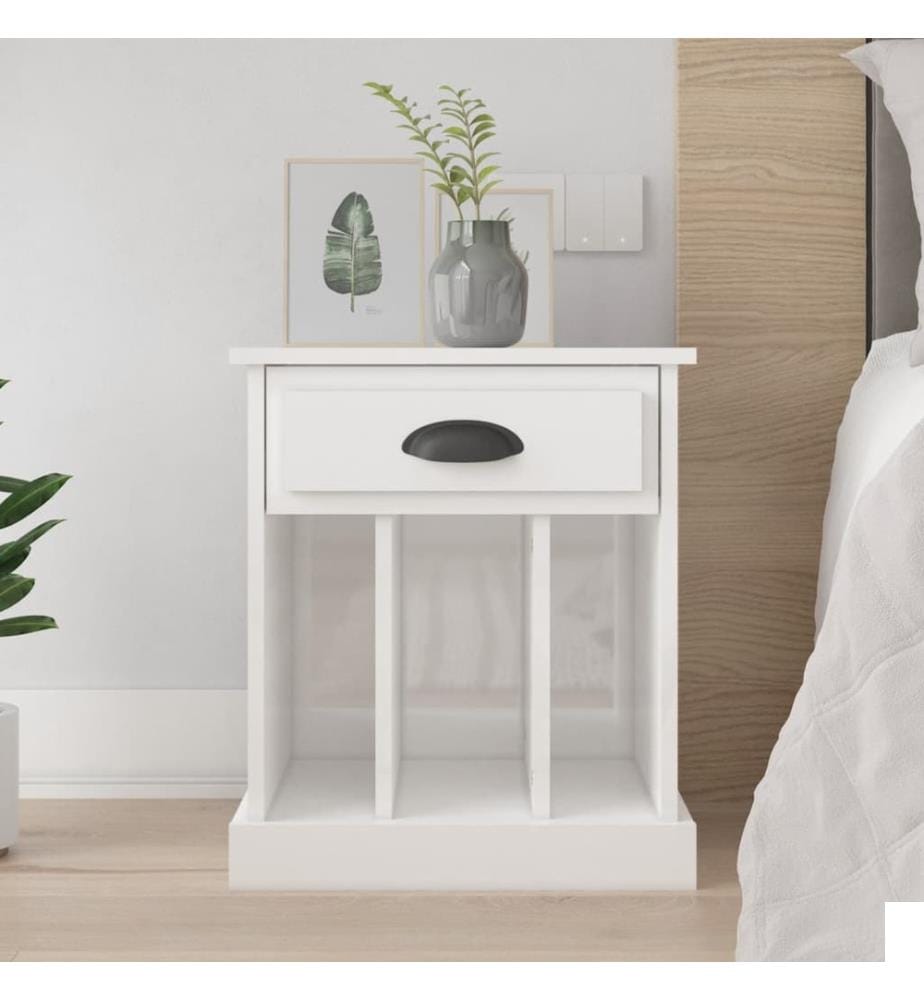 Table de chevet blanc brillant 43x36x50 cm