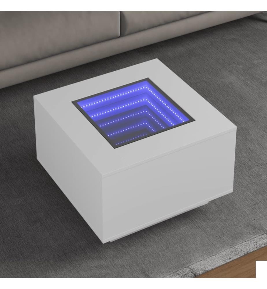 Table basse avec LED blanc 60x60x40 cm bois d'ingénierie
