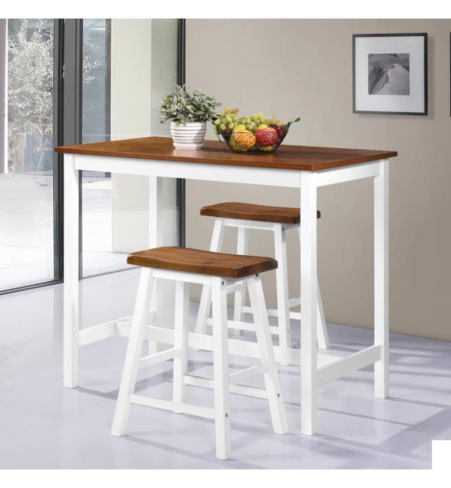 Table de bar et tabouret 3 pcs Bois massif