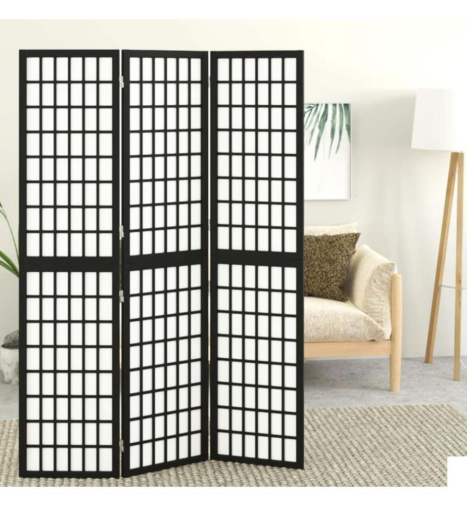 Cloison de séparation pliable 3 panneaux 120x170 cm Noir