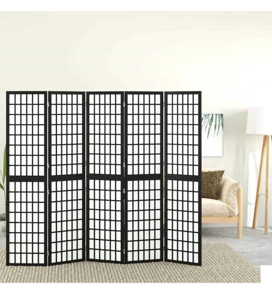 Cloison de séparation pliable 5 panneaux 200x170 cm Noir