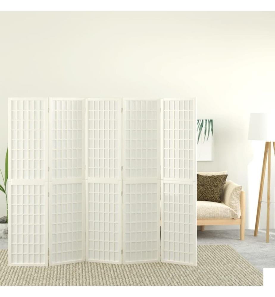 Cloison de séparation pliable 5 panneaux 200x170 cm Blanc