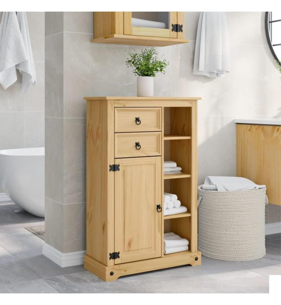 Armoire de salle de bain Corona 70x33x110 cm bois de pin massif