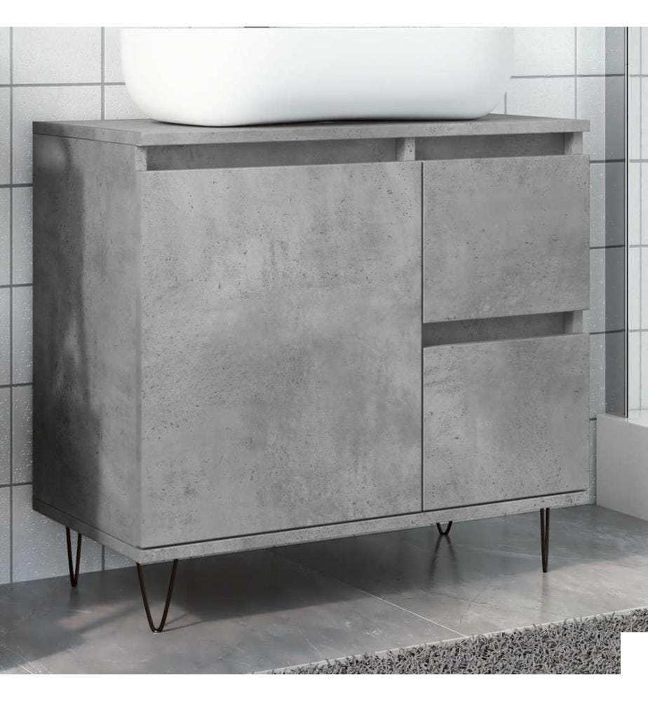 Armoire de lavabo de salle de bain gris béton 65x33x60 cm