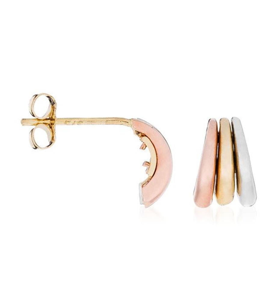 Boucles d'Oreilles Trianon - Or Jaune, Or Rose et Or Blanc 375/1000