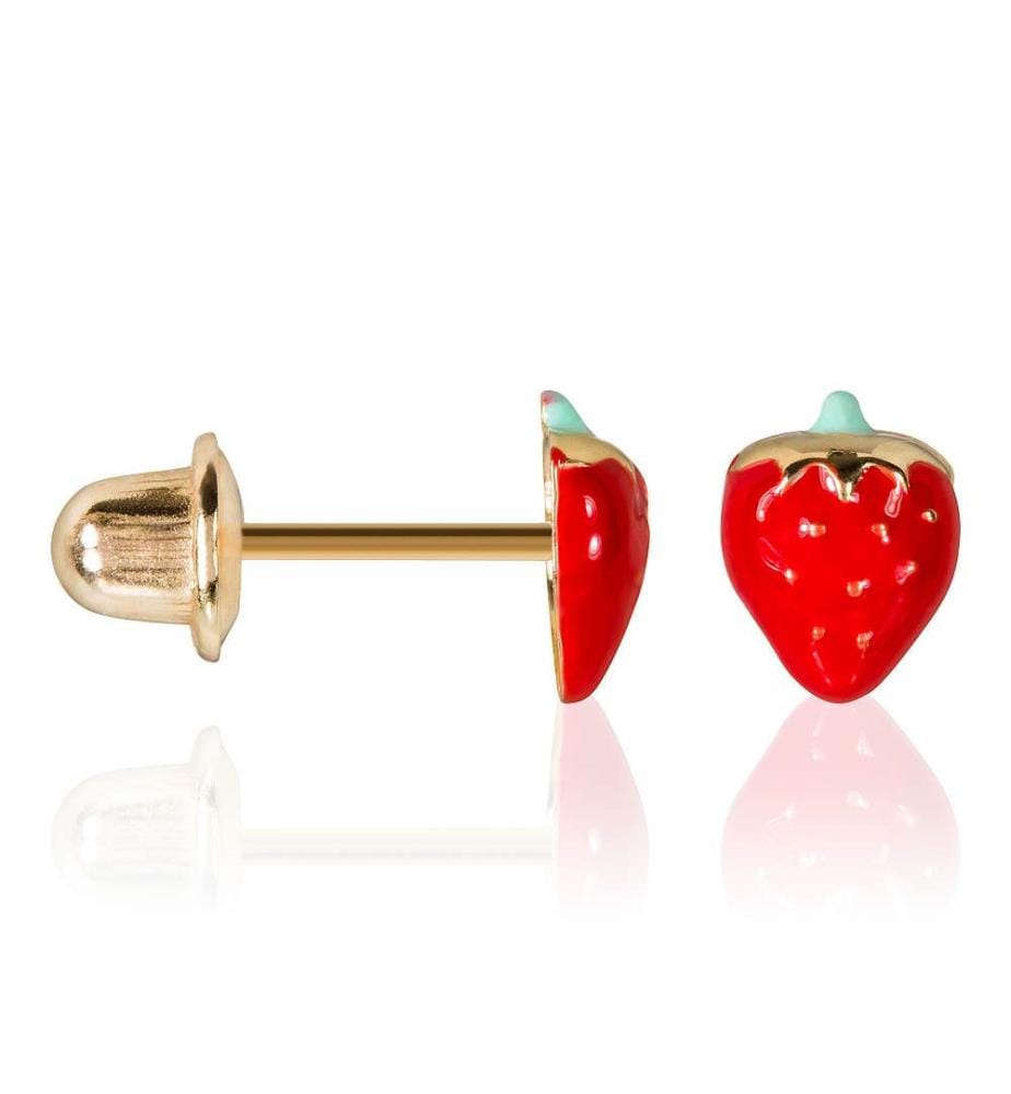 Boucles d'Oreilles Jolie Fraise - Or Jaune 375/1000