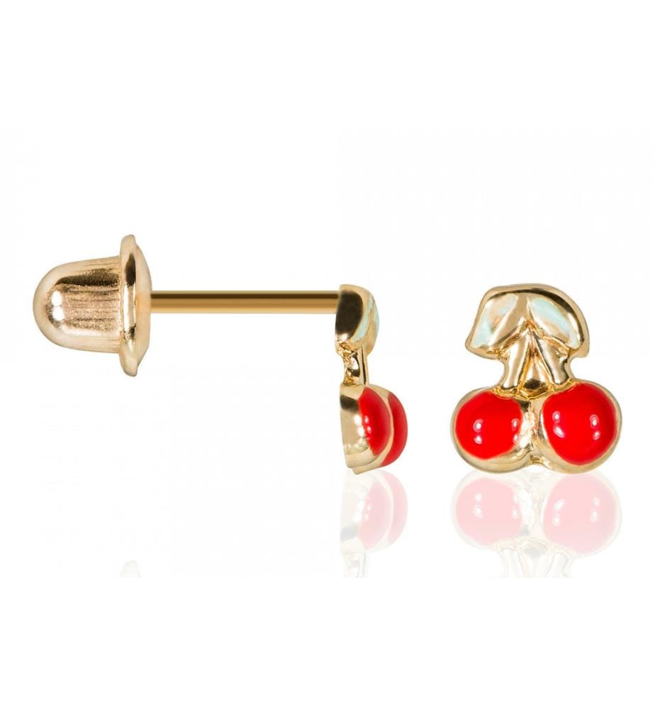 Boucles d'Oreilles Enfant Cerisette Or Jaune 375/1000