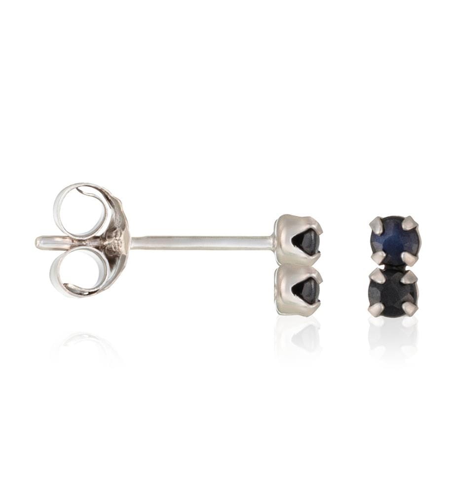 Boucles d'Oreilles en Or Puces Duo - Argenté et Marine