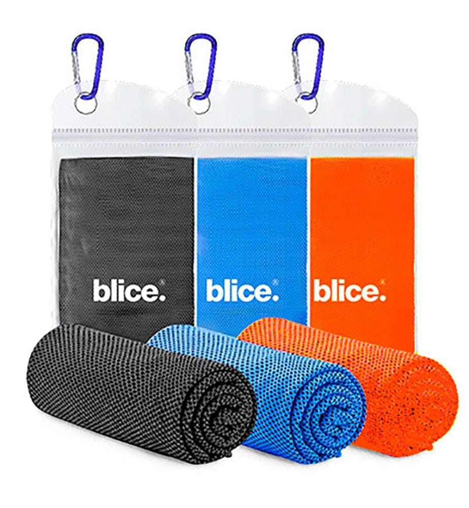 Lot de 3 Serviettes Rafraîchissantes 100 x 30 cm - Bleu, Gris Foncé et Orange