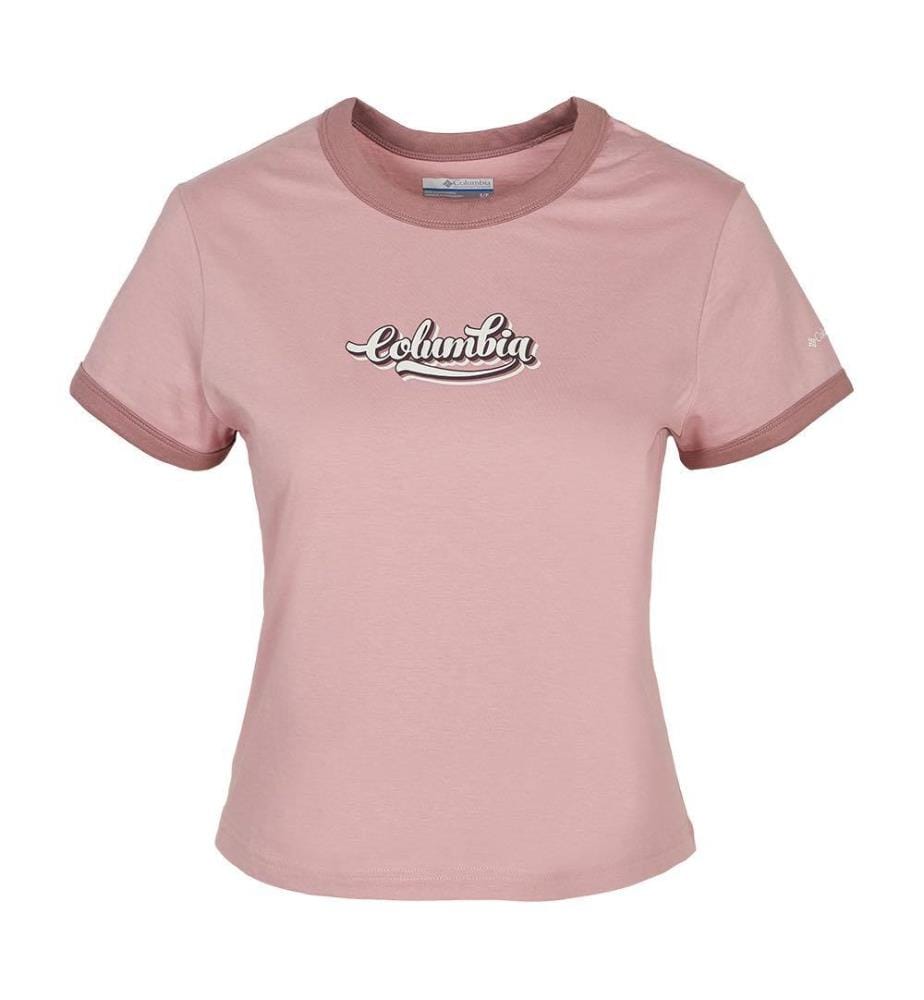 Rolling Bend Graphic Ringer T-Shirt - Rose