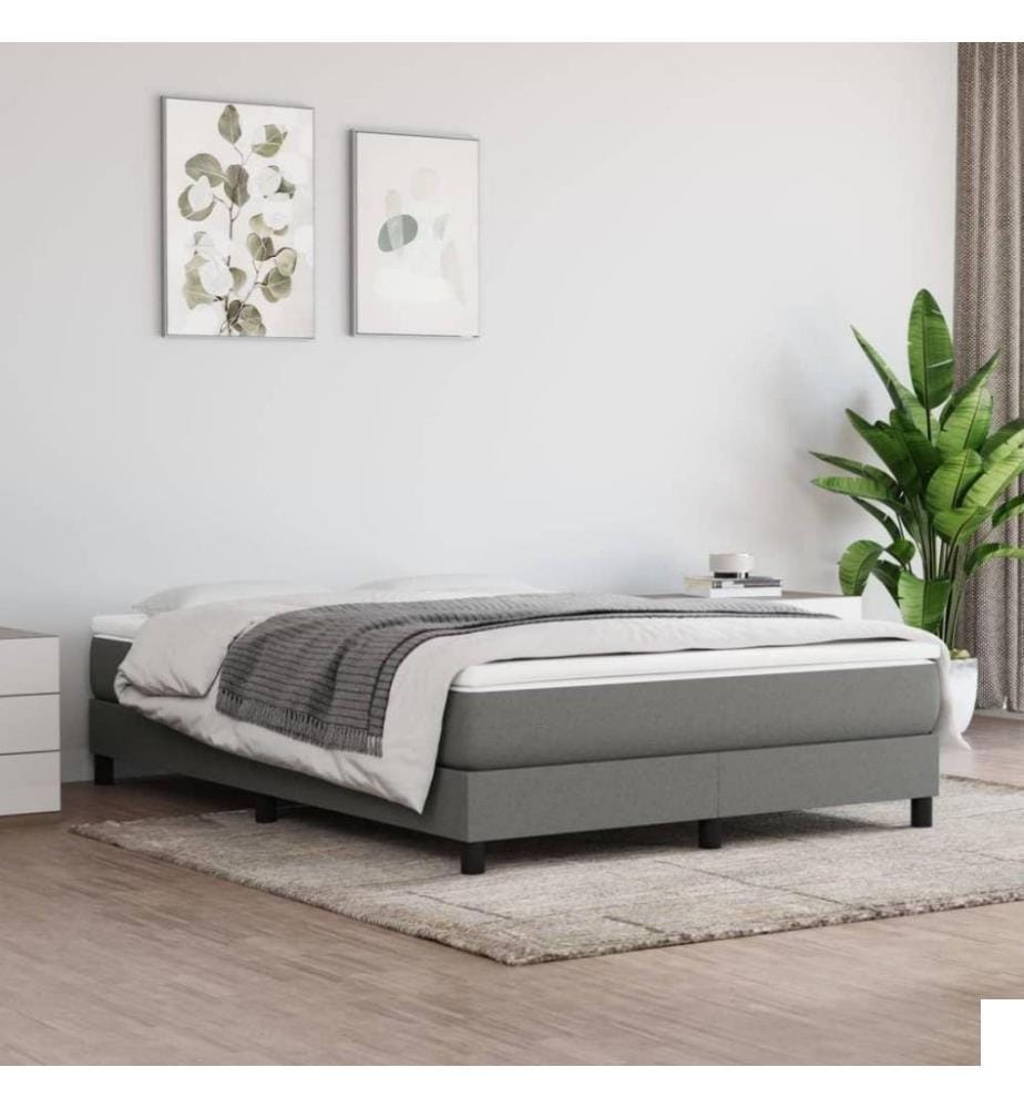 Sommier à ressorts de lit Gris foncé 140x200 cm Tissu