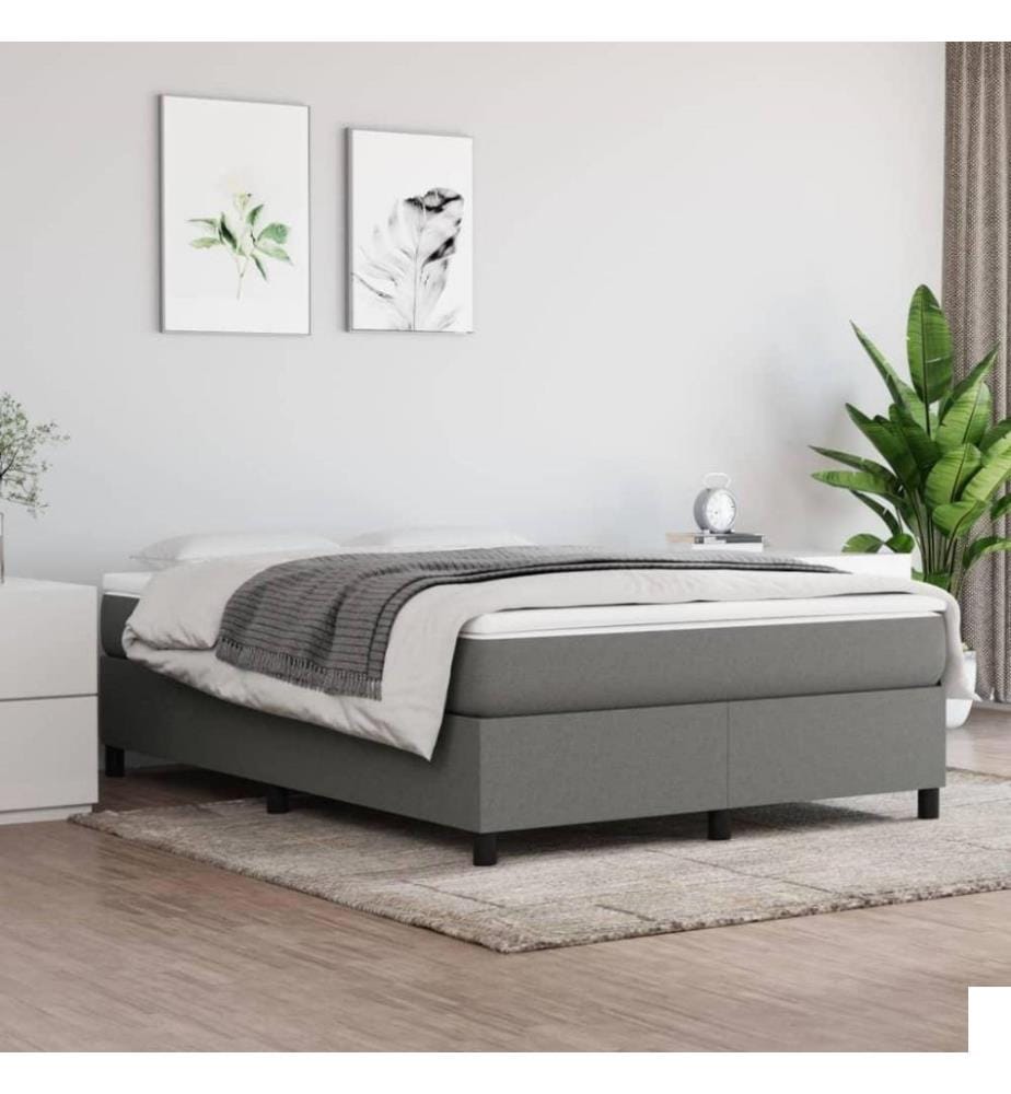 Sommier à ressorts de lit Gris foncé 140x200 cm Tissu