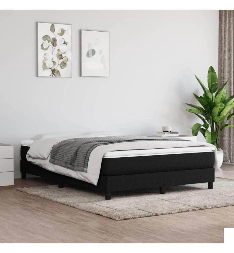 Lit à sommier tapissier avec matelas Noir 140x190 cm Tissu