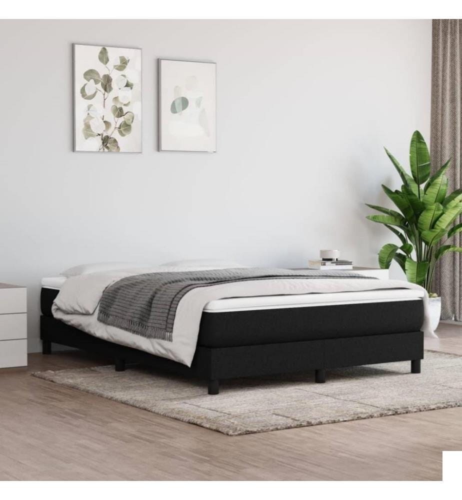 Lit à sommier tapissier avec matelas Noir 140x200 cm Tissu