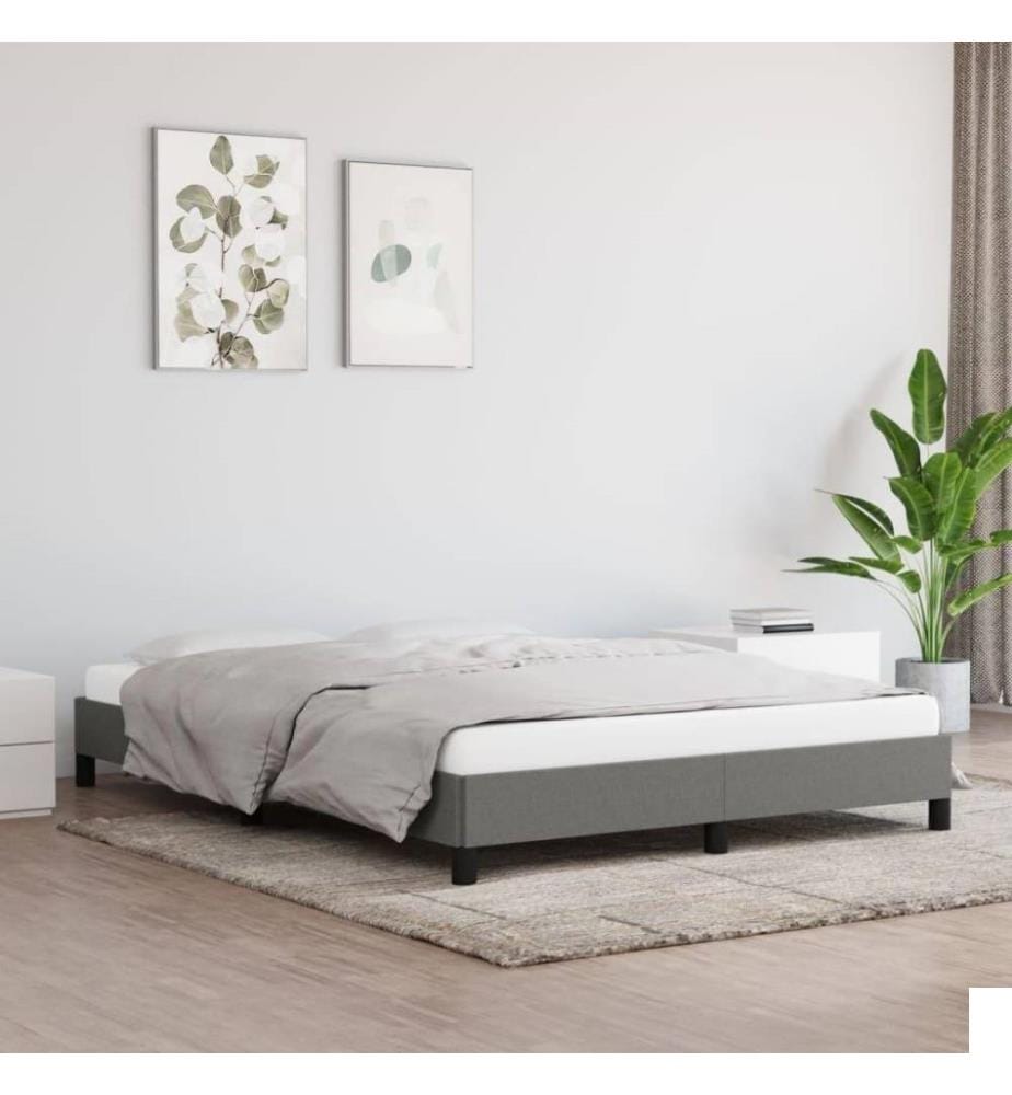 Cadre de lit Gris foncé 140x190 cm Tissu
