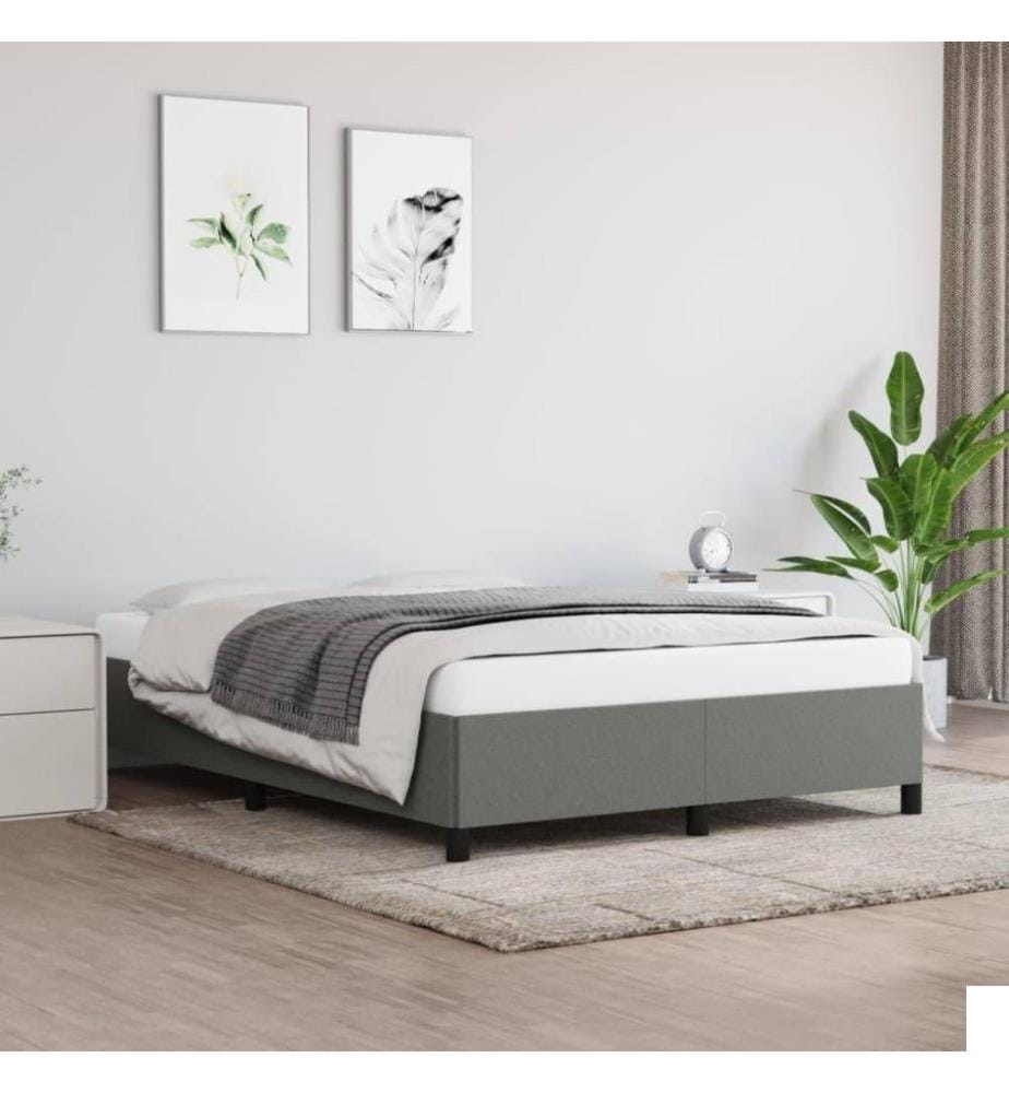 Cadre de lit Gris foncé 140x190 cm Tissu