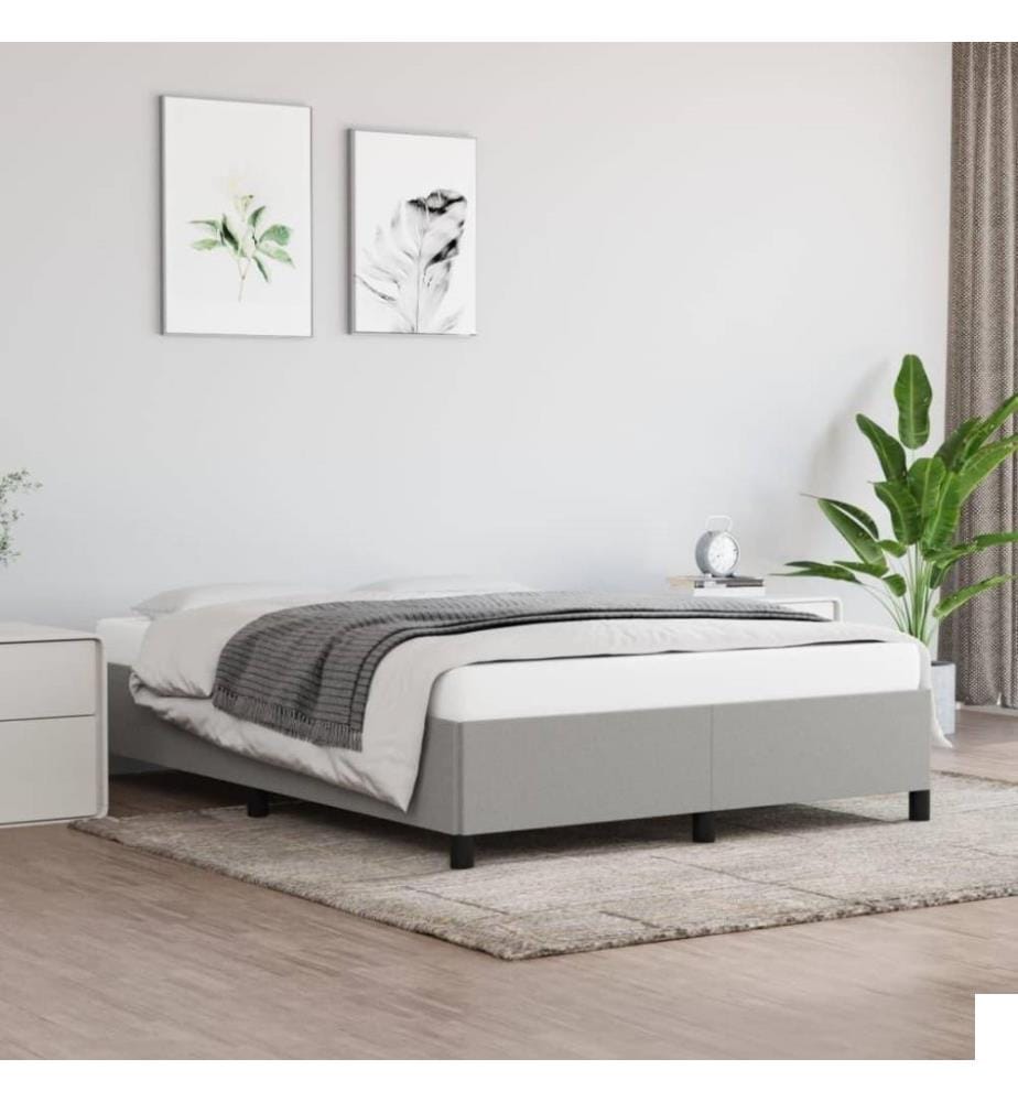 Cadre de lit Gris clair 140x200 cm Tissu