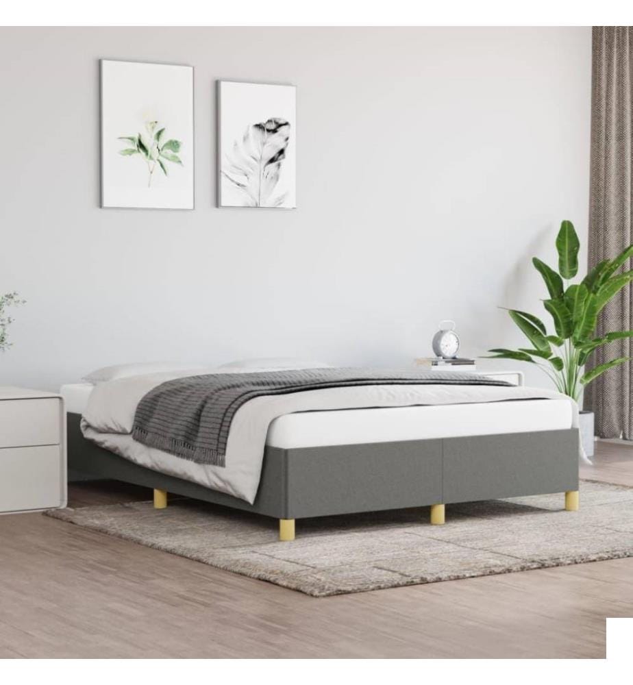 Cadre de lit Gris foncé 140x190 cm Tissu