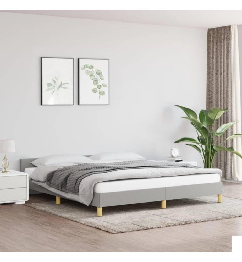 Cadre de lit avec tête de lit Gris clair 160x200 cm Tissu