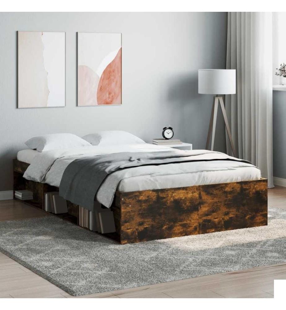 Cadre de lit chêne fumé 120x190 cm petit double