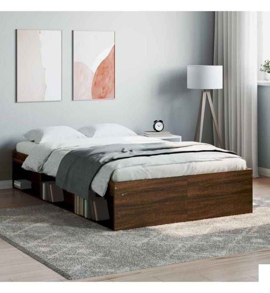 Cadre de lit chêne marron 120x190 cm petit double