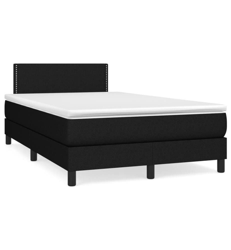 Sommier à lattes de lit avec matelas noir 120x190 cm tissu