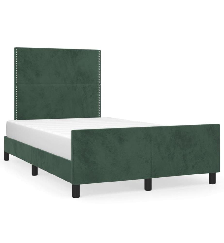 Cadre de lit avec tête de lit vert foncé 120x190 cm velours