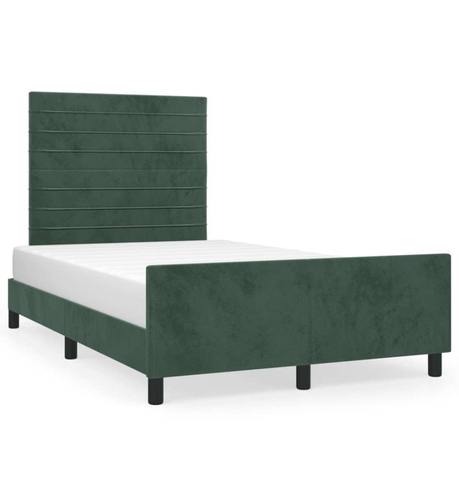 Cadre de lit avec tête de lit vert foncé 120x190 cm velours
