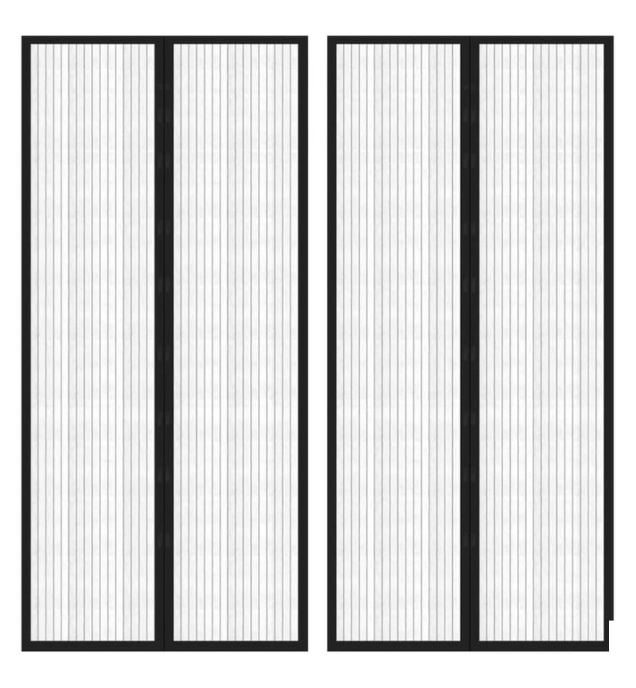 Rideaux de porte anti-insectes 2 pcs avec aimants noir 210x90cm