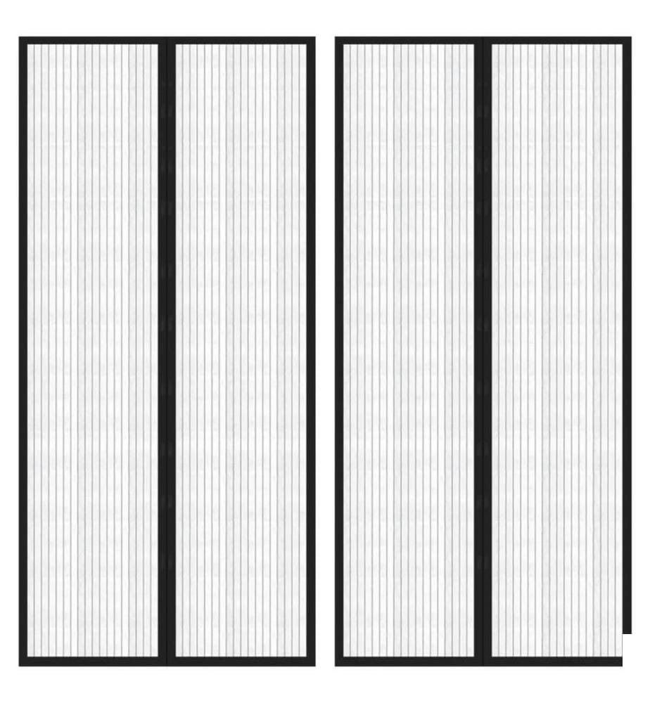 Rideaux de porte anti-insectes 2 pcs et aimants noir 220x110 cm