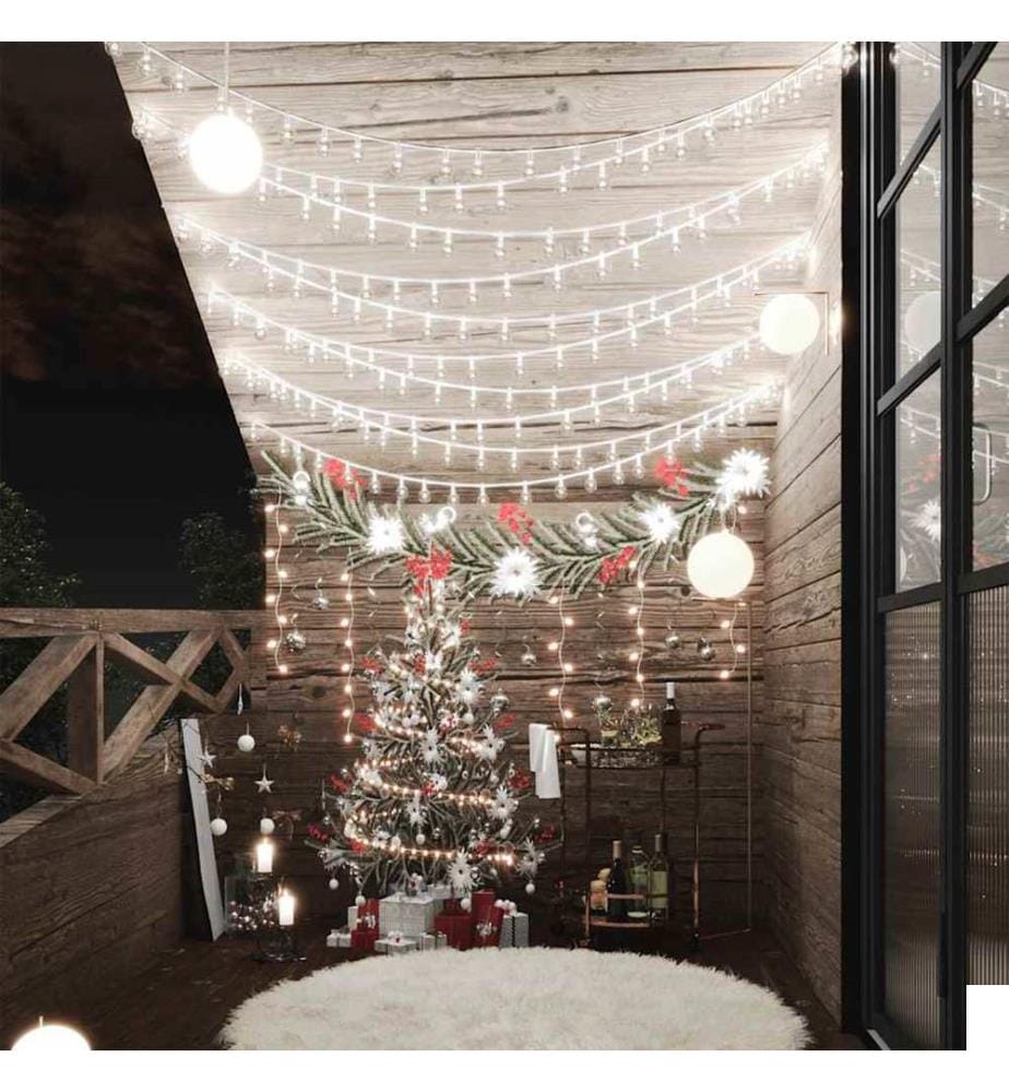Guirlande lumineuse Globe 20 m 200 LED Blanc froid 8 fonctions