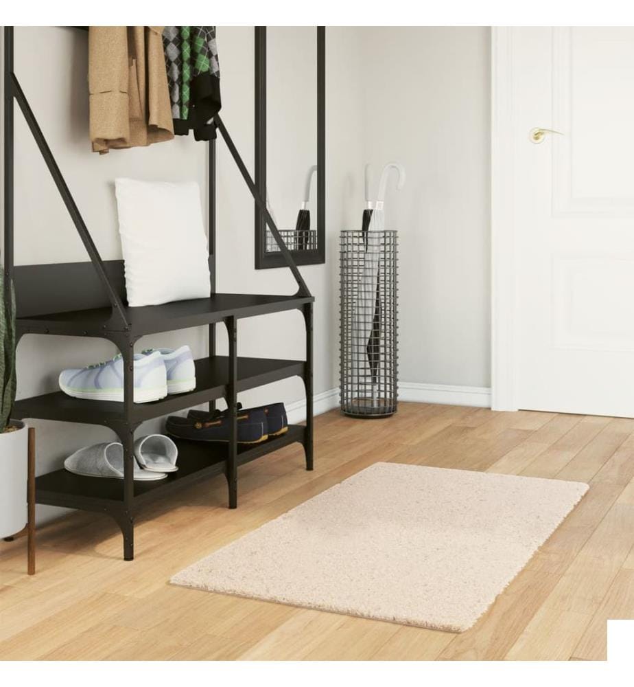 Tapis à poils courts doux et lavable beige 60x110 cm