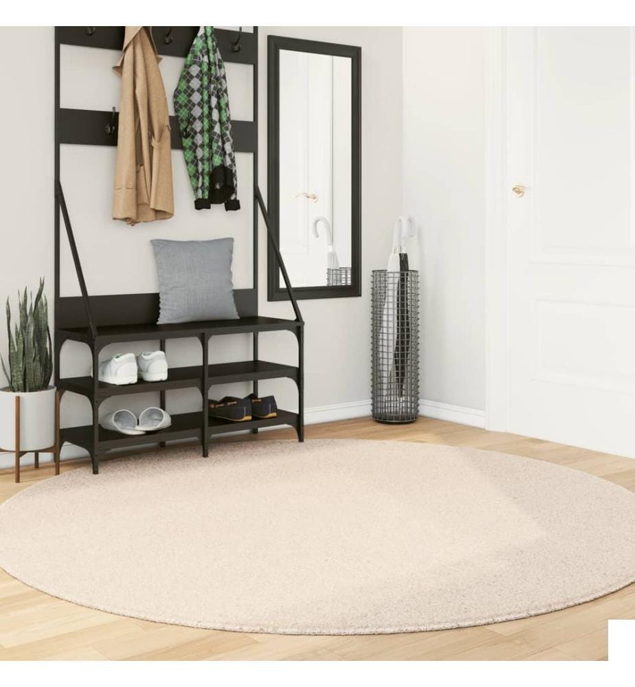 Tapis à poils courts doux et lavable beige Ø 200 cm