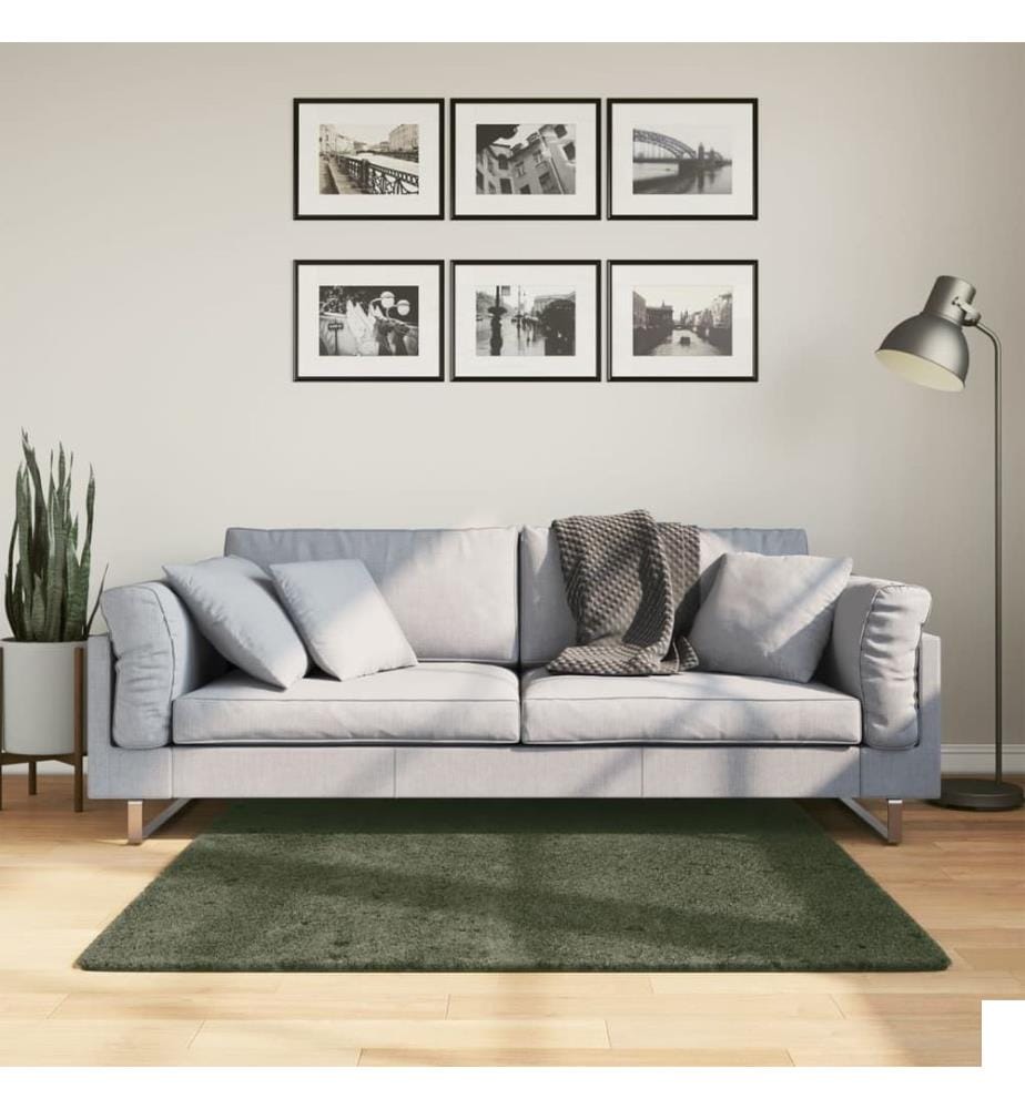 Tapis à poils courts doux et lavable vert forêt 120x120 cm