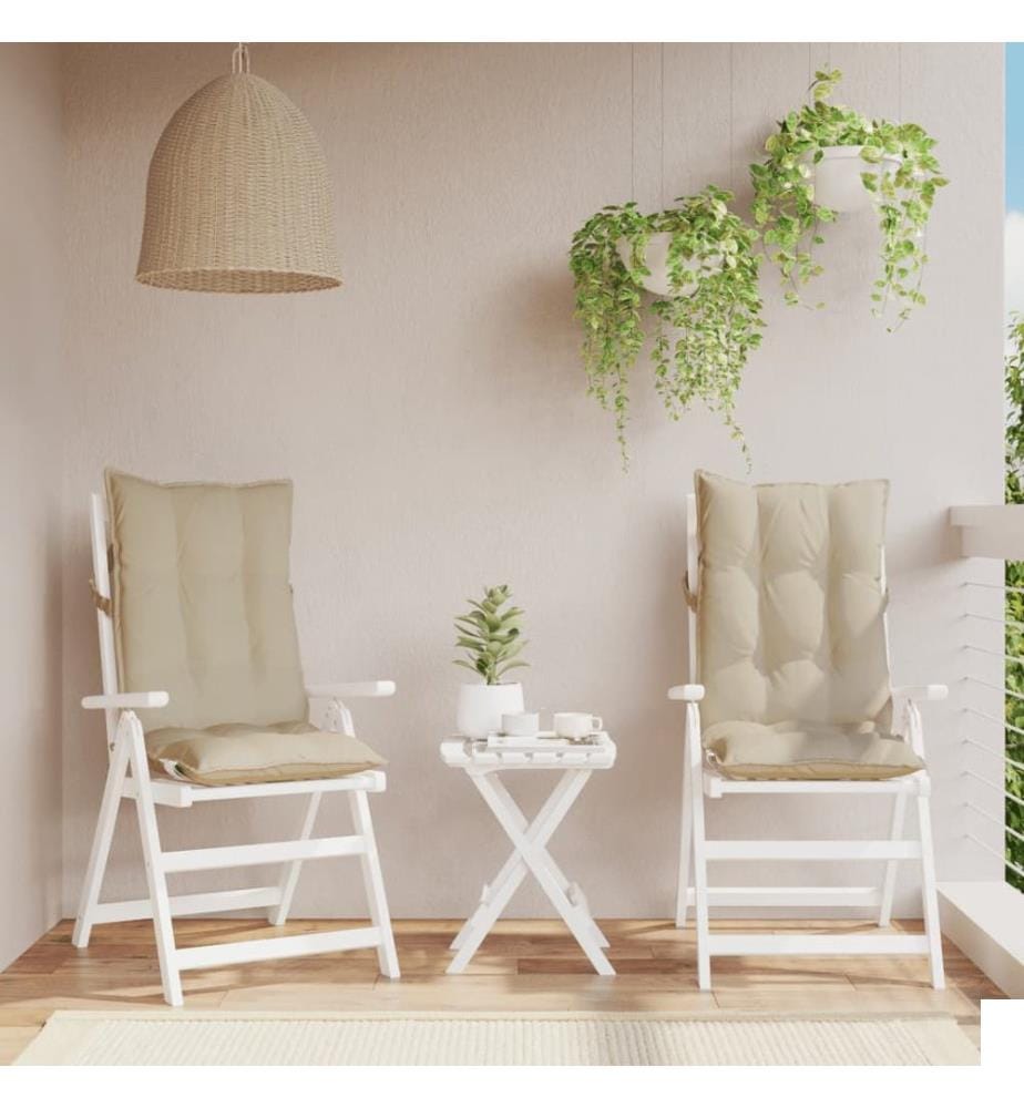 Coussins de chaise à dossier haut lot de 2 beige tissu oxford