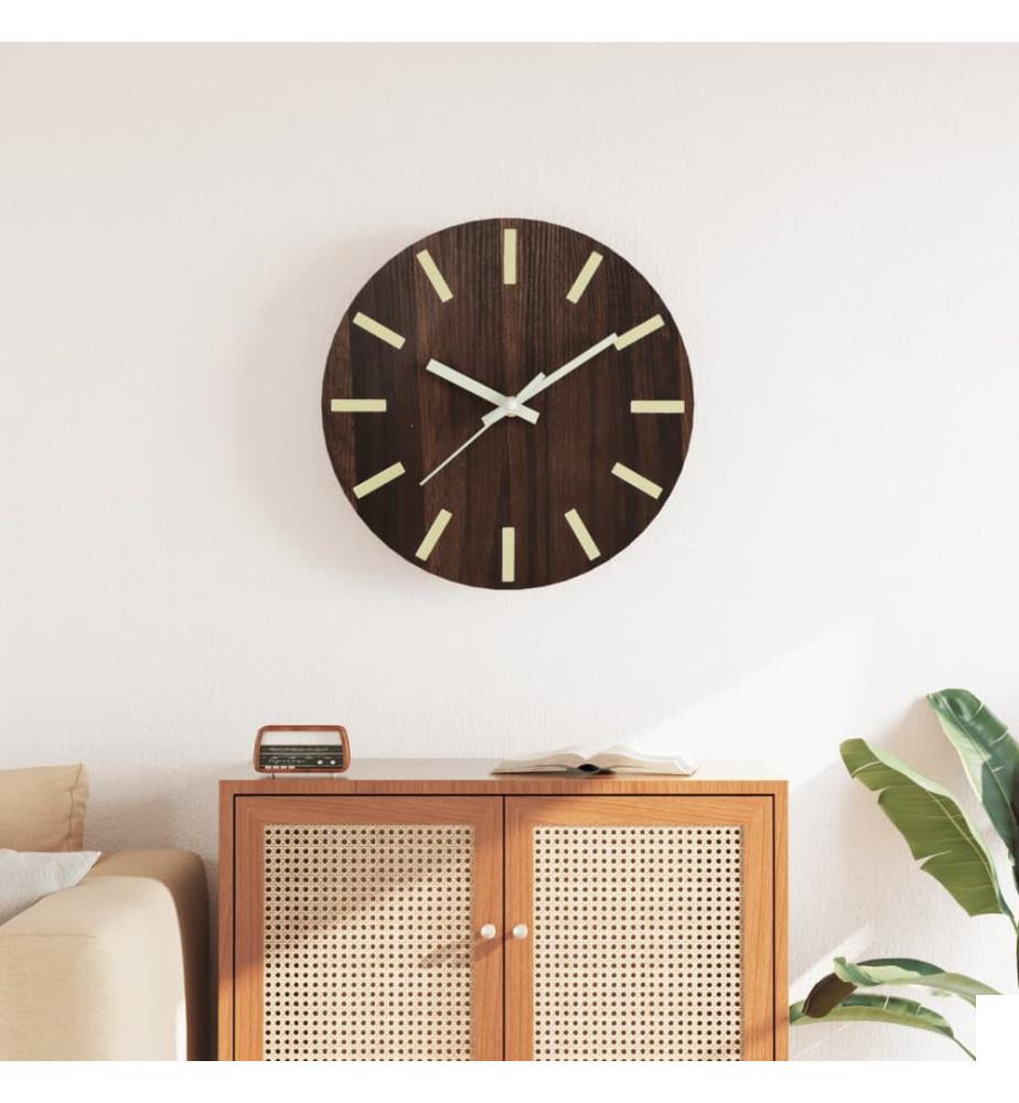 Horloge murale et échelles et aiguilles lumineuses marron Ø30cm