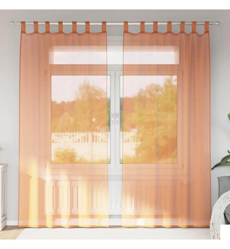 Rideaux en voile avec boucles 2 pcs terre cuite 140x225 cm