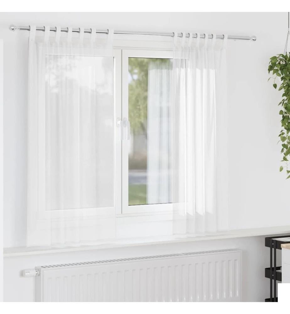 Rideaux en voile avec boucles 2 pcs blanc 140x140 cm