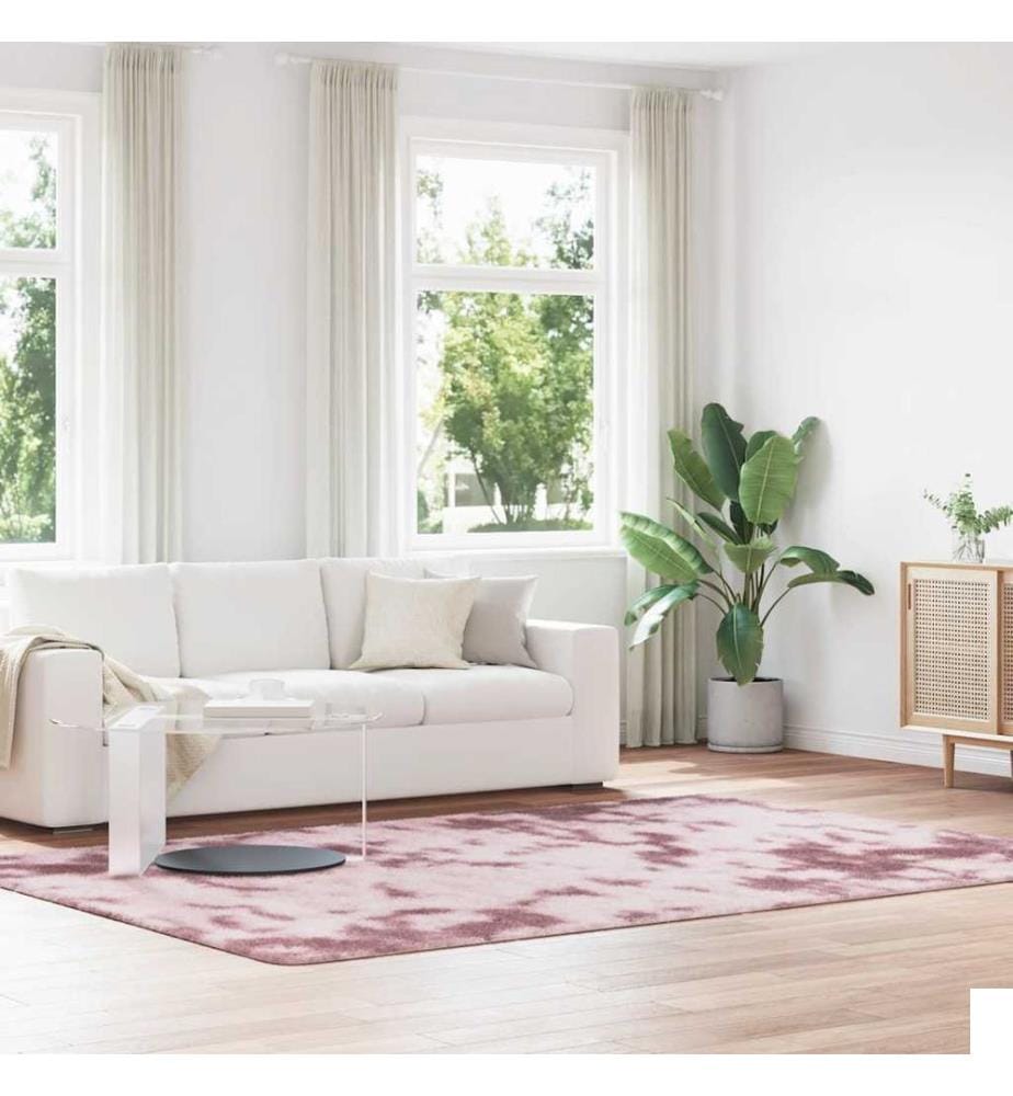 Tapis Shaggy à poils longs NAVARRA rose poudré 200x290 cm