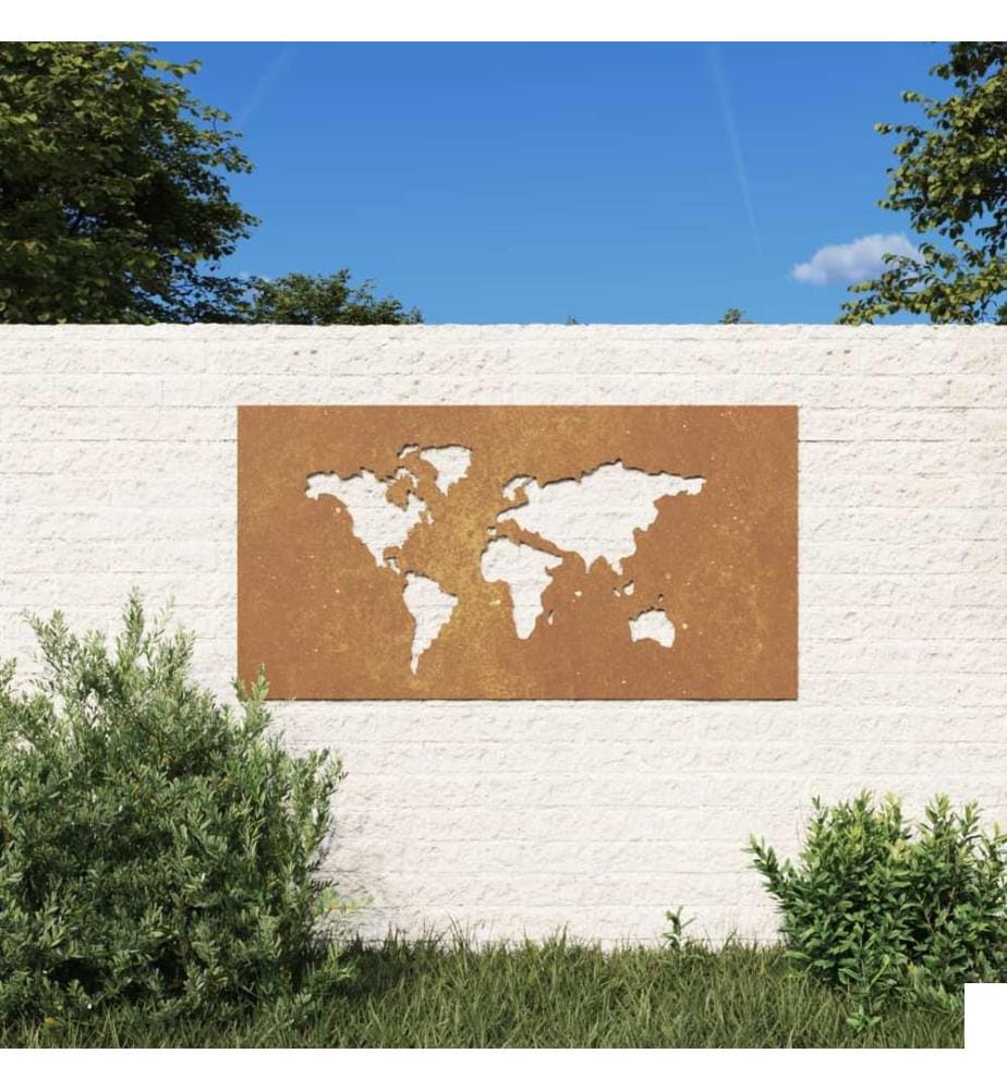 Décoration murale jardin 105x55 cm design de carte du monde