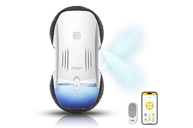 Robot Nettoyeur de Vitres T10 Pro avec Double Pompe à Eau à Pulvérisation Bidirectionnelle - Blanc