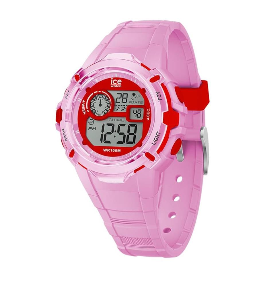 Montre à quartz en silicone rose - 40 mm