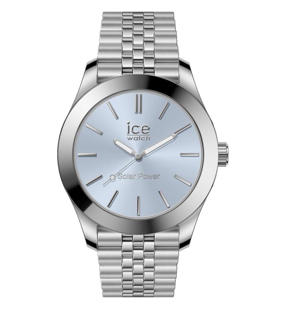 Montre solaire en acier inoxydable gris - 35 mm